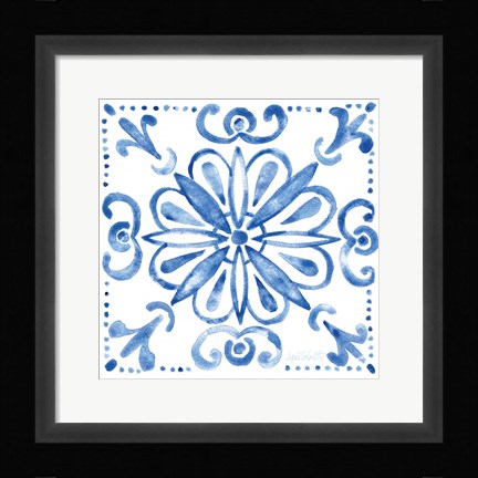 Framed Tile Stencil IV Blue Print