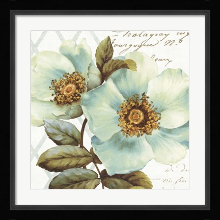 Framed White Floral Bliss I Print
