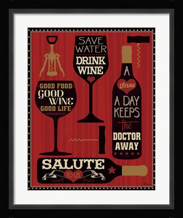 Framed Wine Words II Print