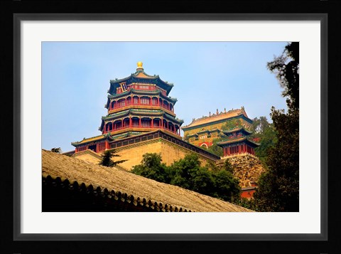 Framed Tower in The Pavilion of Buddhist Fragrance, Beijing, China Print