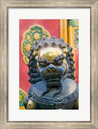 Framed Bronze Lion, The Forbidden City, Beijing, China Print