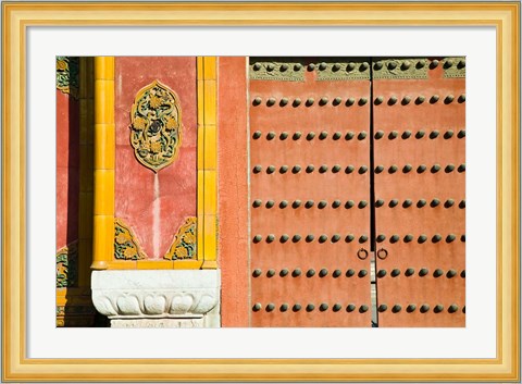 Framed Inner Courtyard doors, The Forbidden City, Beijing, China Print