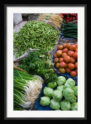 Framed Produce at Xizhou town market, Yunnan Province, China Print