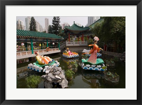 Framed Wong Tai Sin Temple, Wong Tai Sin District, Kowloon, Hong Kong, China Print