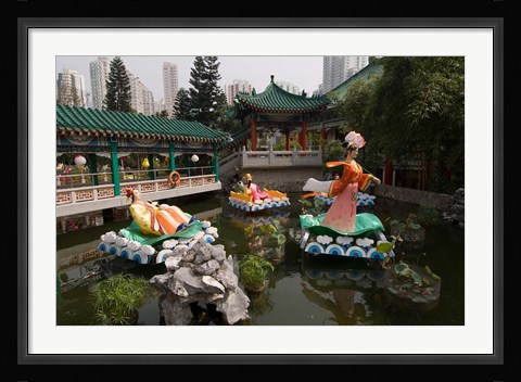 Framed Wong Tai Sin Temple, Wong Tai Sin District, Kowloon, Hong Kong, China Print