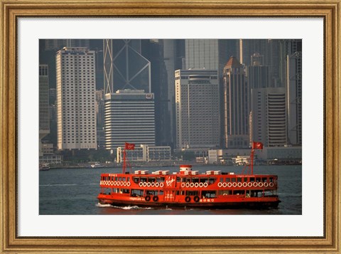 Framed Star Ferry in Hong Kong Harbor, Hong Kong, China Print