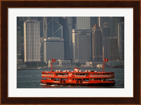 Framed Star Ferry in Hong Kong Harbor, Hong Kong, China Print