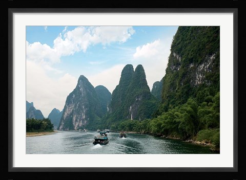 Framed China, Guilin, Li River, Boats along the River Print