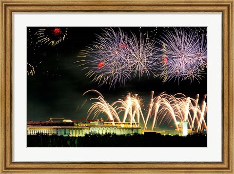 Framed China, Beijing, Fireworks over Tienanmen Square Print