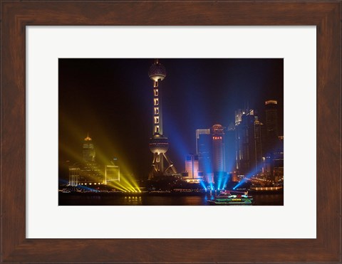 Framed Oriental Pearl TV Tower in Pudong Park, Shanghai, China Print