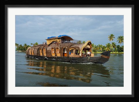 Framed Cruise Boat in Backwaters, Kerala, India Print
