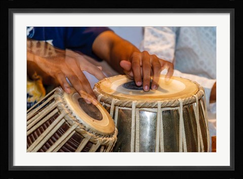 Framed Drum Player's Hands, Varanasi, India Print
