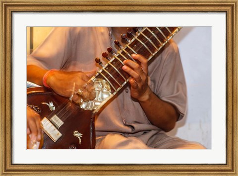 Framed Sitar Player, Varanasi, India Print
