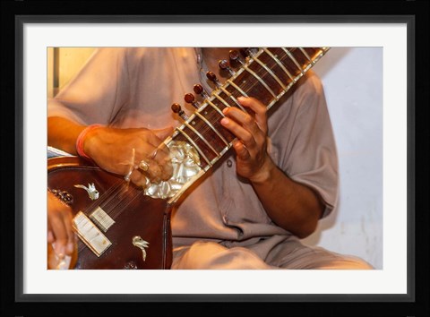 Framed Sitar Player, Varanasi, India Print