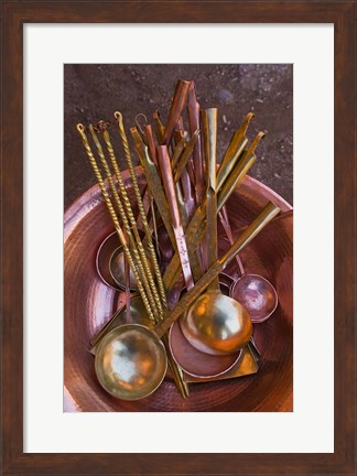 Framed Metal spoons, Lijiang Market, Lijiang, Yunnan Province, China Print