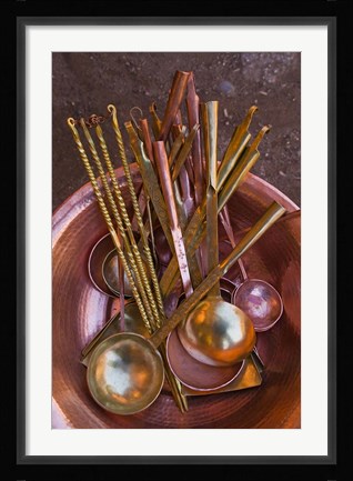 Framed Metal spoons, Lijiang Market, Lijiang, Yunnan Province, China Print