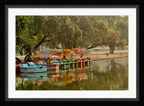 Framed Boat reflection, Delhi, India Print