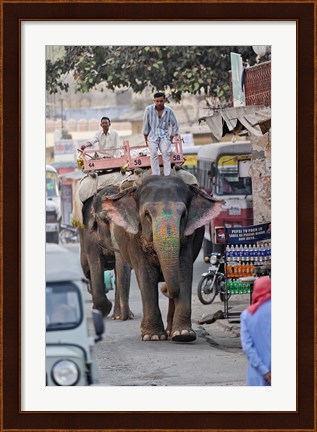 Framed Colorfully decorated elephant, Amber Fort, Jaipur, India Print