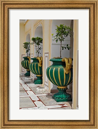 Framed Plant Pots, Raj Palace Hotel, Jaipur, India Print