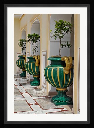 Framed Plant Pots, Raj Palace Hotel, Jaipur, India Print