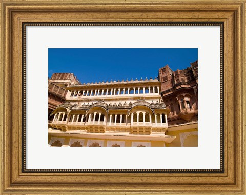 Framed Close-up of Building in Jodhpur at Fort Mehrangarh, Rajasthan, India Print
