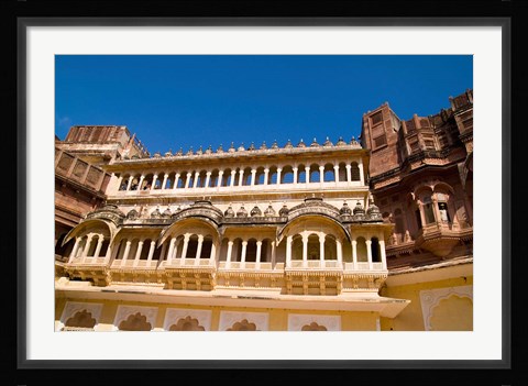 Framed Close-up of Building in Jodhpur at Fort Mehrangarh, Rajasthan, India Print