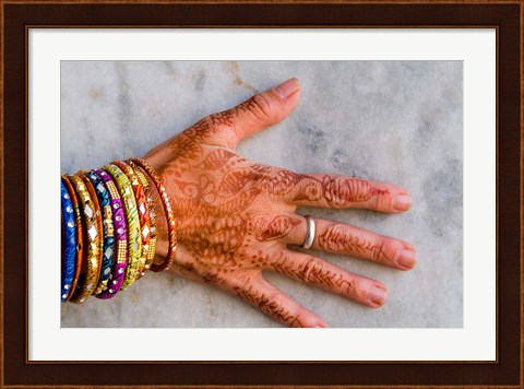 Framed Henna Design on Woman&#39;s Hands, Delhi, India Print