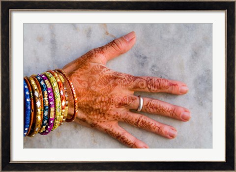 Framed Henna Design on Woman&#39;s Hands, Delhi, India Print