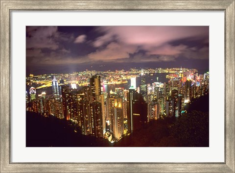 Framed Hong Kong Skyline from Victoria Mountain, China Print