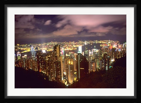 Framed Hong Kong Skyline from Victoria Mountain, China Print