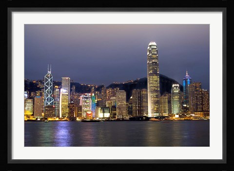 Framed Hong Kong Skyline with Victoris Peak, China Print