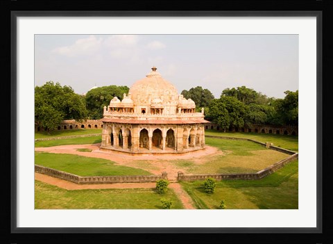 Framed Peaceful Park, Isa Khan Tomb Burial Sites, New Delhi, India Print