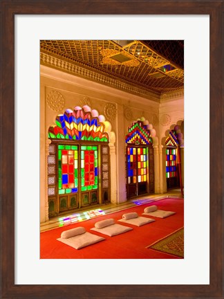 Framed Stained Glass Windows of Fort Palace, Jodhpur at Fort Mehrangarh, Rajasthan, India Print