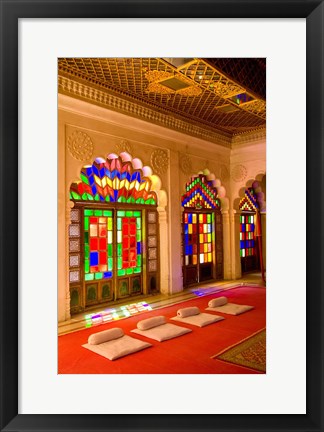 Framed Stained Glass Windows of Fort Palace, Jodhpur at Fort Mehrangarh, Rajasthan, India Print