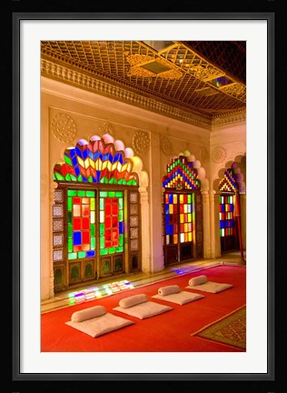 Framed Stained Glass Windows of Fort Palace, Jodhpur at Fort Mehrangarh, Rajasthan, India Print