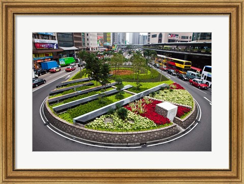 Framed Garden Roundabout, Hong Kong, China Print