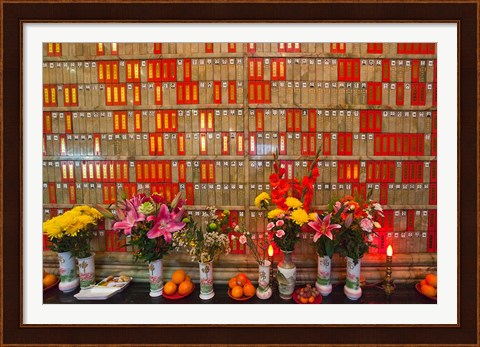 Framed Flowers at Man Mo Buddhist Temple, Hong Kong Print