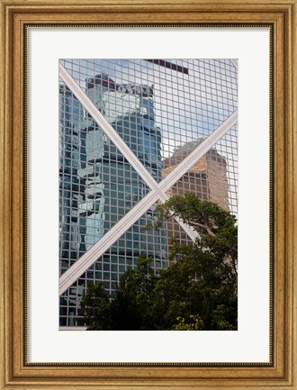 Framed Reflections On Building, Hong Kong, China Print
