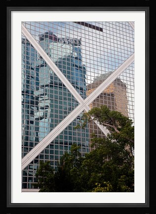 Framed Reflections On Building, Hong Kong, China Print