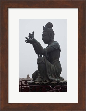 Framed Tian Tan Statues, Hong Kong, China Print