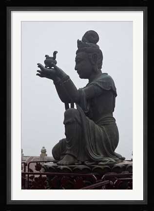 Framed Tian Tan Statues, Hong Kong, China Print