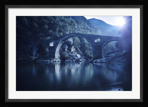 Framed Dyavolski most arch bridge in the Rhodope Mountains, Ardino, Bulgaria Print