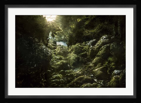 Framed Aged boulders covered with moss in the Ritsa Nature Reserve Abkhazia Print