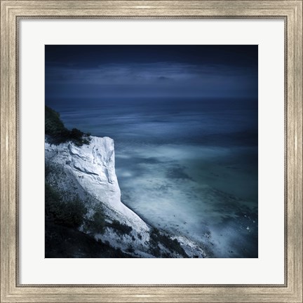 Framed Chalk mountain and sea, Mons Klint cliffs, Denmark Print
