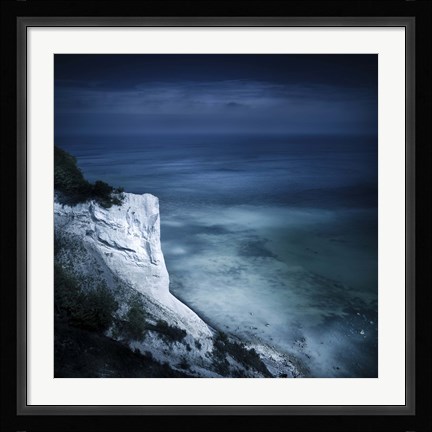 Framed Chalk mountain and sea, Mons Klint cliffs, Denmark Print