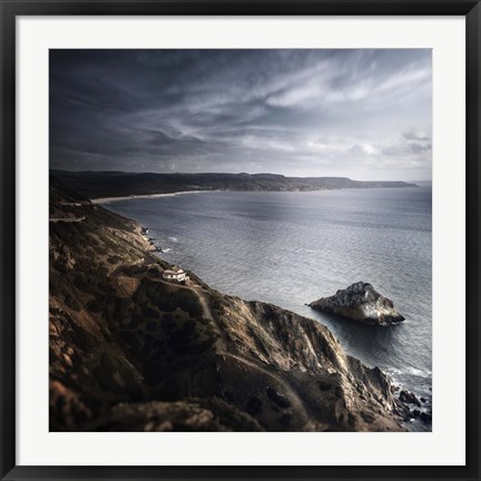 Framed Sea and mountains, Nebida, Sardinia, Italy Print