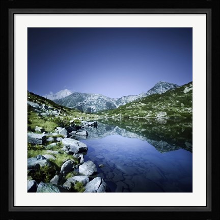 Framed Ribno Banderishko Lake in Pirin National Park, Bulgaria Print