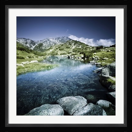 Framed Ribno Banderishko River in Pirin National Park, Bansko, Bulgaria Print