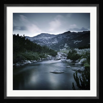 Framed Small river in the mountains of Pirin National Park, Bansko, Bulgaria Print
