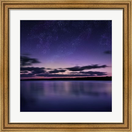 Framed Tranquil lake against starry sky, Russia Print